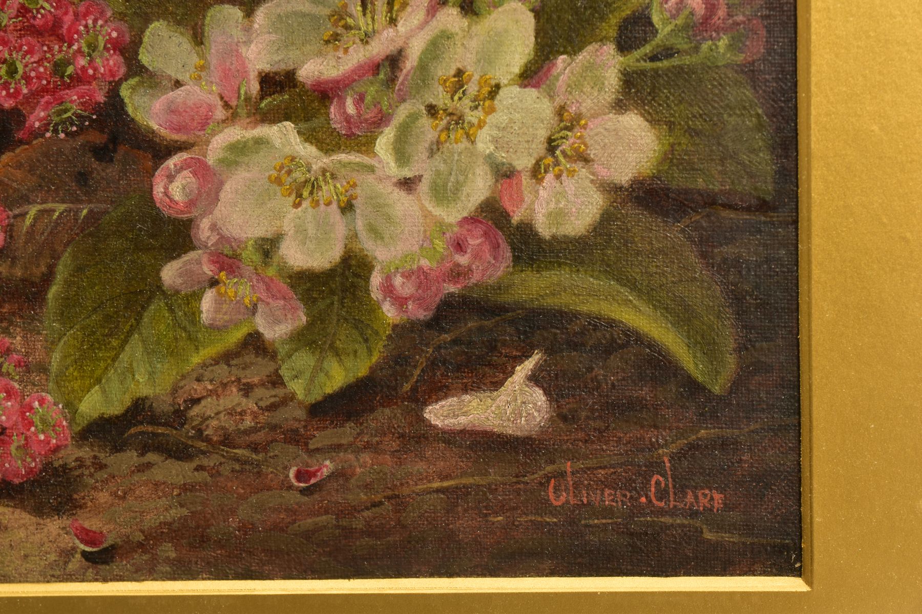 OLIVER CLARE (1852-1927), WILD FLOWERS AGAINST A MOSSY BANK, signed bottom right, oil on board?, - Image 4 of 11