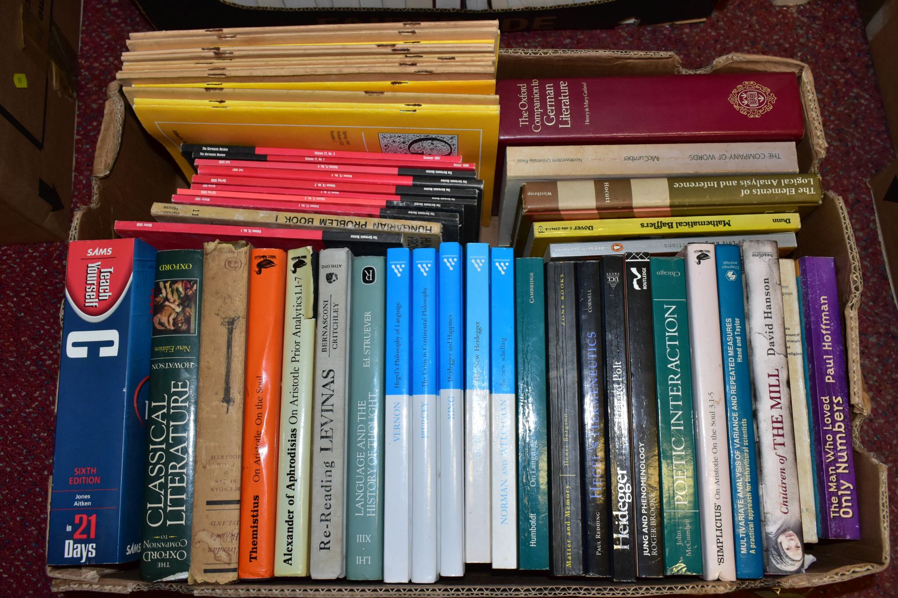 SEVEN BOXES OF BOOKS, subjects are mostly philosophy, language and literature, with or by Hegel, - Image 3 of 8