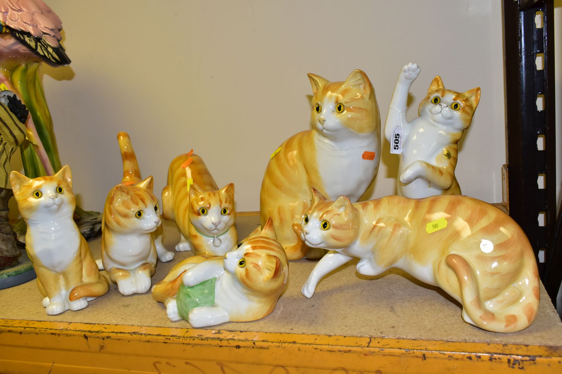 SEVEN STAFFORDSHIRE JUST CATS & CO CERAMIC CATS AND KITTENS, in various poses, hand painted, tallest - Image 3 of 5