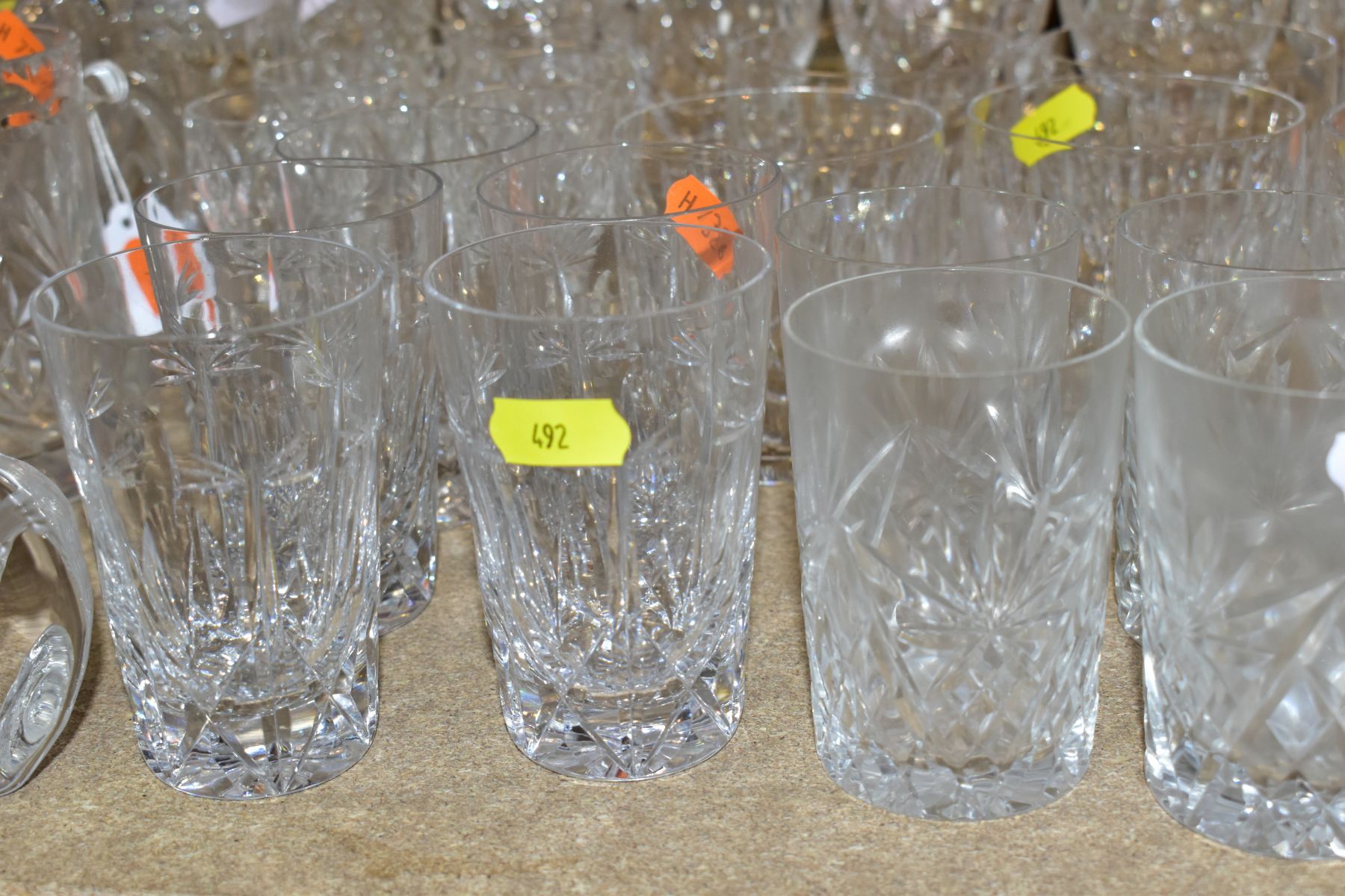 A SMALL PARCEL OF CUT GLASS, ETC, to include the following sets- ten brandy glasses, six whisky - Image 3 of 12