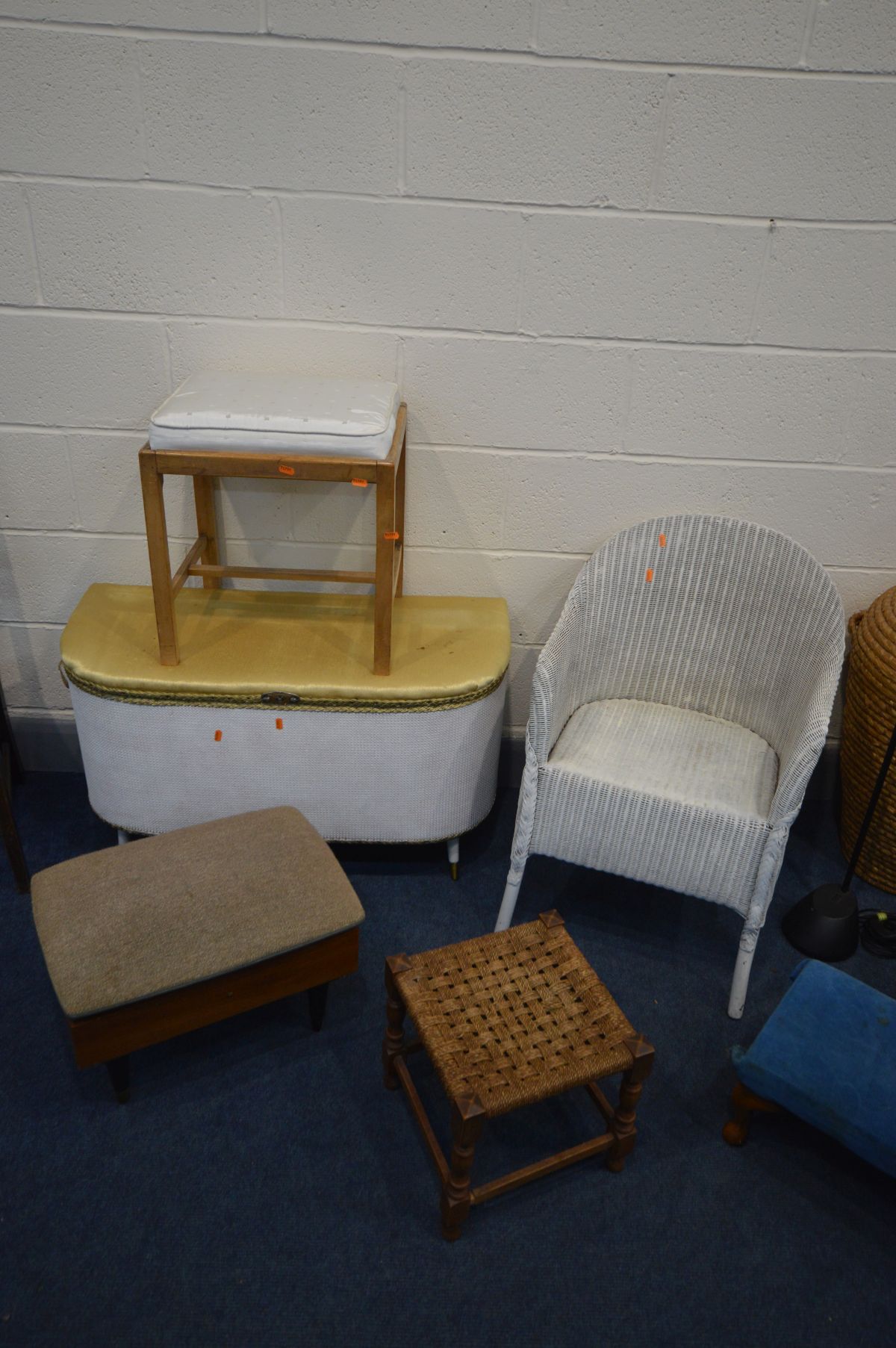 A QUANTITY OF VARIOUS PIECES OF FURNITURE, to include a Lloyd loom basket chair, ottoman, Ali Baba - Image 4 of 7