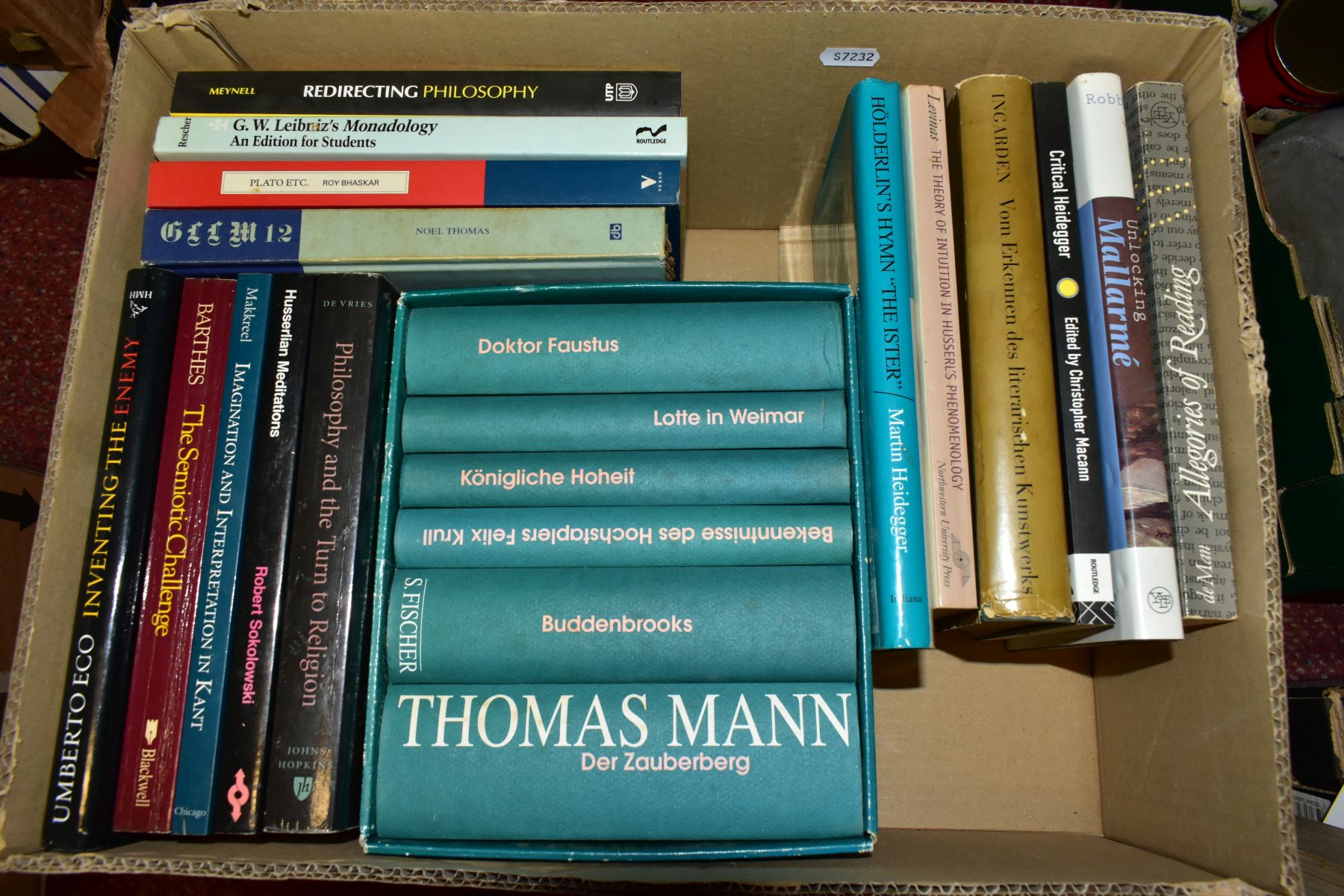 SEVEN BOXES OF BOOKS, subjects are mostly philosophy, language and literature, with works on or by - Image 5 of 8