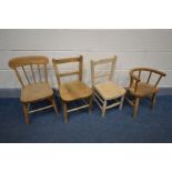 FOUR VARIOUS CHILDS CHAIRS of various woods and styles