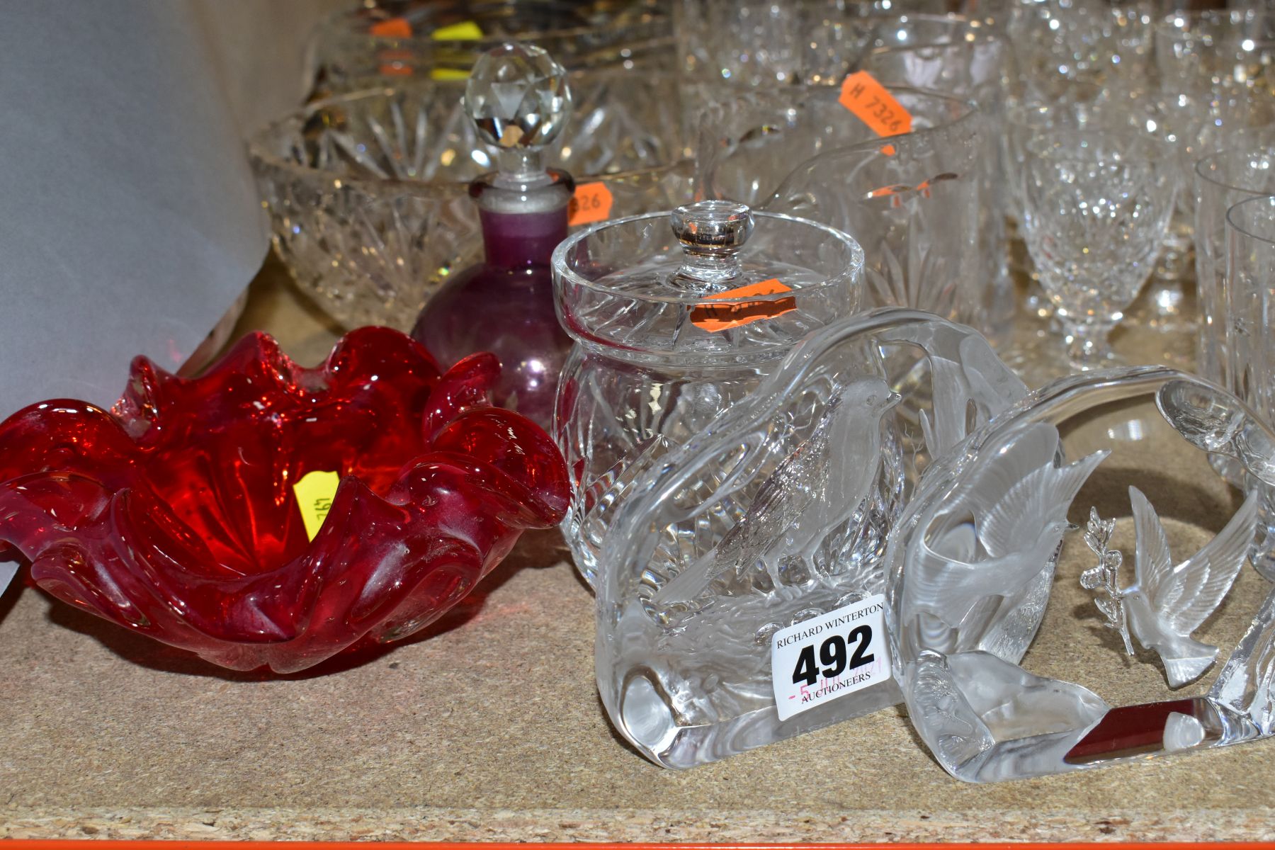 A SMALL PARCEL OF CUT GLASS, ETC, to include the following sets- ten brandy glasses, six whisky - Image 2 of 12