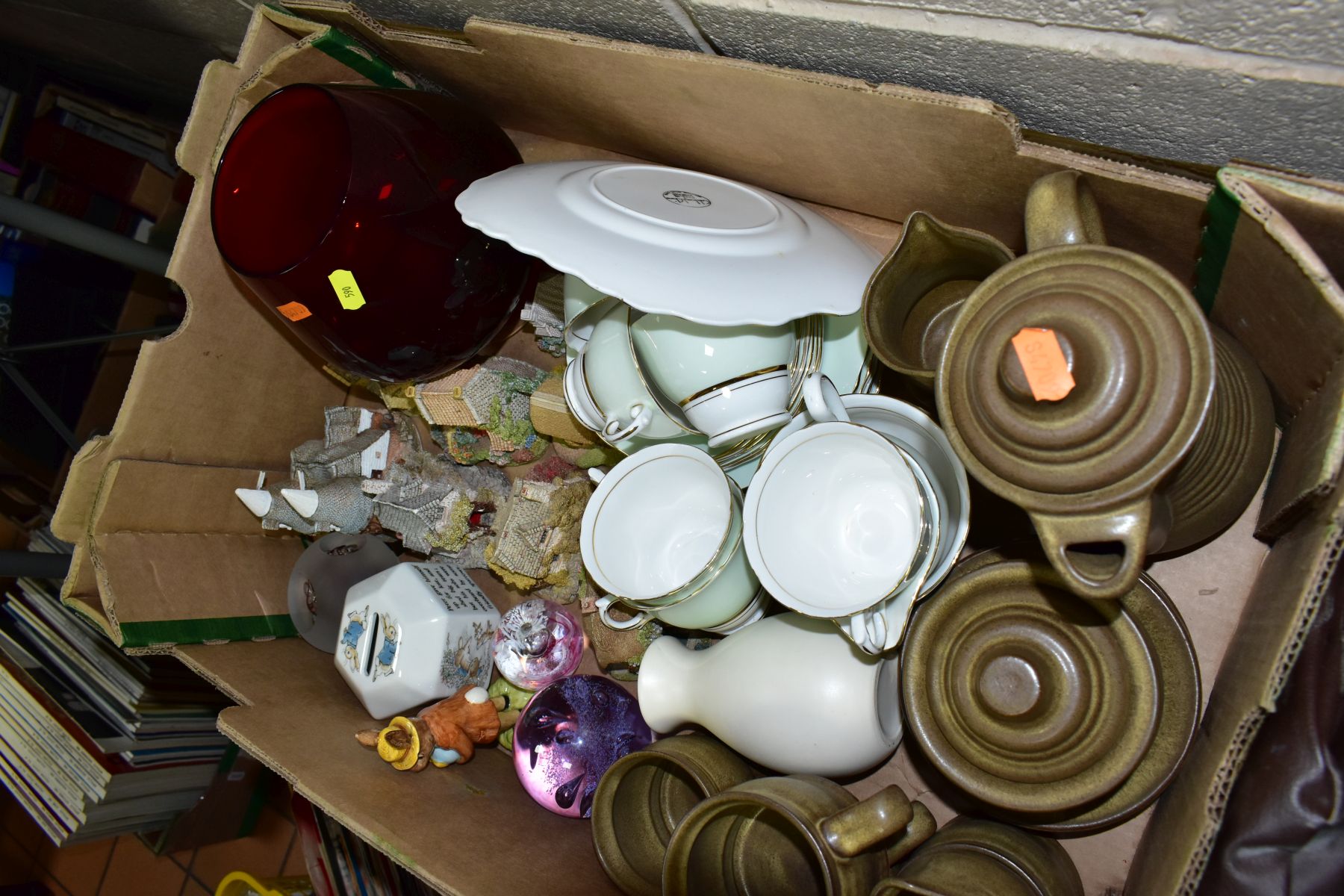 TWO BOXES OF CERAMICS, REVISION GUIDES, BINOCULARS, ETC, AND AN ACOUSTIC GUITAR, the guitar - Image 8 of 9