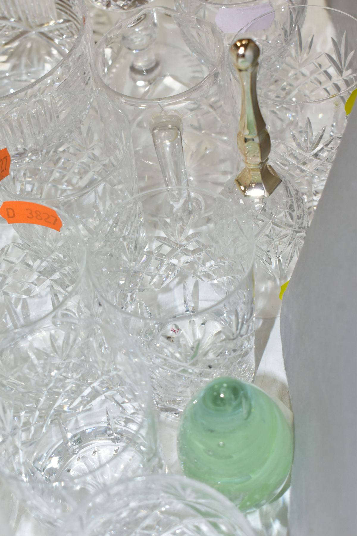 A GROUP OF MOSTLY CUT GLASS, including a pair of Royal Brierley Crystal goblets with engraved - Image 7 of 7