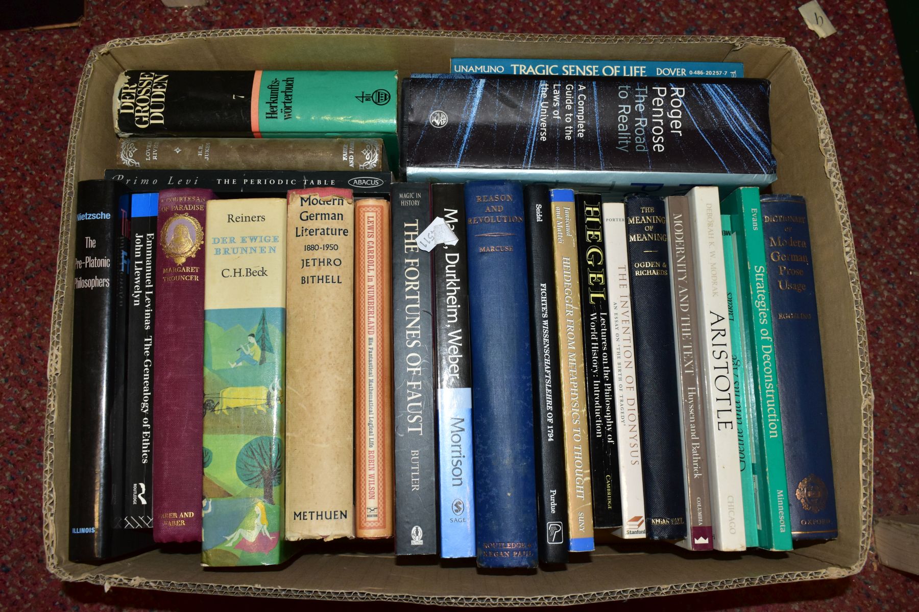 SEVEN BOXES OF BOOKS, subjects are mostly philosophy, language and literature, with works on or by - Image 6 of 8