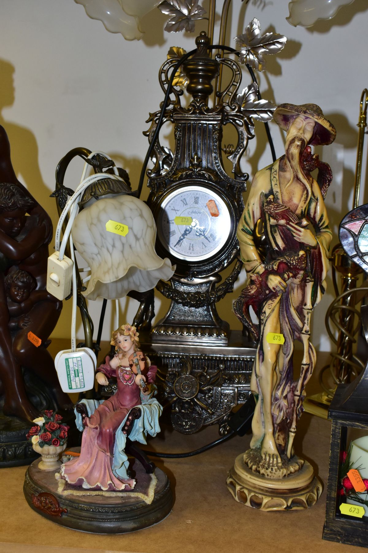 A GROUP OF MODERN TABLE LAMPS, CLOCKS, FIGURES, CANDLE HOLDERS etc, comprising of a Juliana - Image 3 of 13