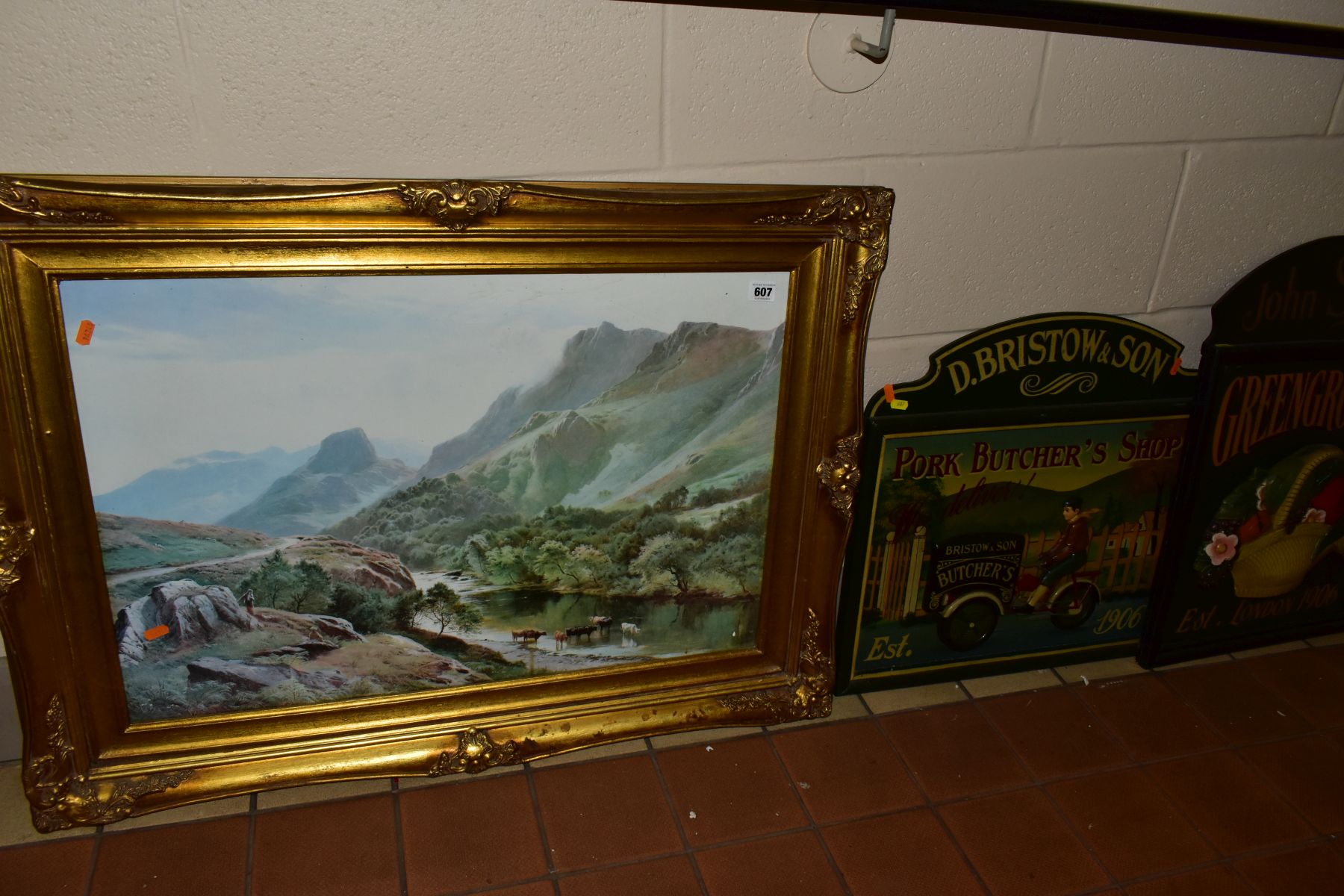 TWO WOODEN ADVERTISING BOARDS, circa 1980's/1990's, one advertises a pork butchers shop - D. Bristow