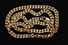 A HEAVY 9CT GOLD CURB LINK CHAIN, fitted with a lobster claw clasp, hallmarked 9ct gold