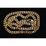 A HEAVY 9CT GOLD CURB LINK CHAIN, fitted with a lobster claw clasp, hallmarked 9ct gold
