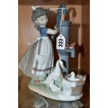 A LLADRO FIGURE GROUP, 'Summer on the Farm' No 5285, depicting young girl at water pump with