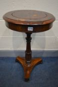 A VICTORIAN ROSEWOOD OCCASSIONAL TABLE, the circular top with removable insert enclosing a