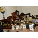 A COLLECTION OF CLOCKS AND TIMEPIECES, including wall clocks, mantel clocks, novelty clocks, etc,