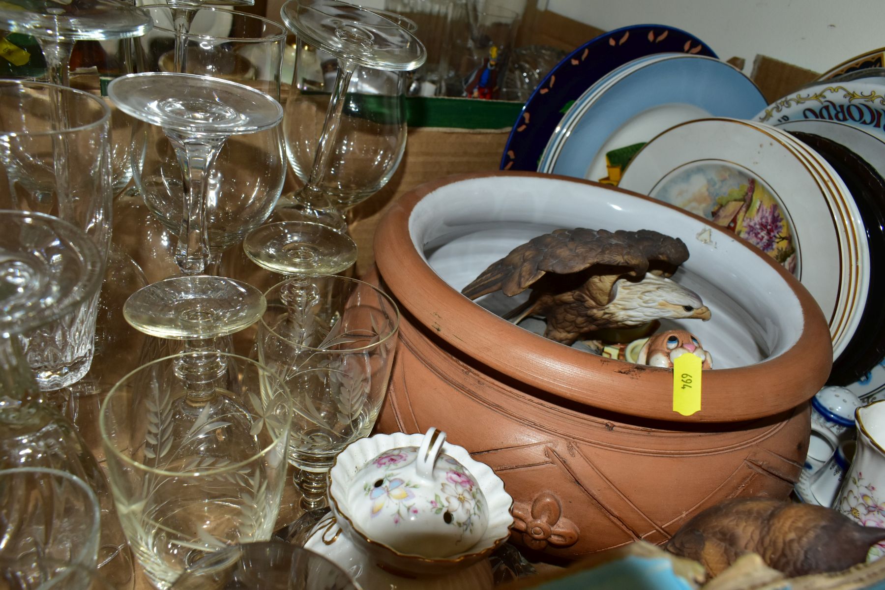 FOUR BOXES AND LOOSE CERAMICS, GLASS, ETC, including a Chinese celendon shouldered vase, 27cm - Image 5 of 9