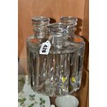 A SET OF THREE 20TH CENTURY BACCARAT CLEAR GLASS DECANTERS, each decanter of triangular form with
