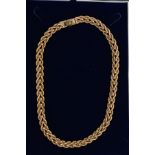 A HEAVY 9CT GOLD ROPE TWIST CHAIN, intertwined rope twist design with applied bead detail, fitted
