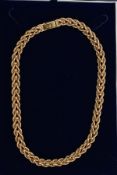 A HEAVY 9CT GOLD ROPE TWIST CHAIN, intertwined rope twist design with applied bead detail, fitted