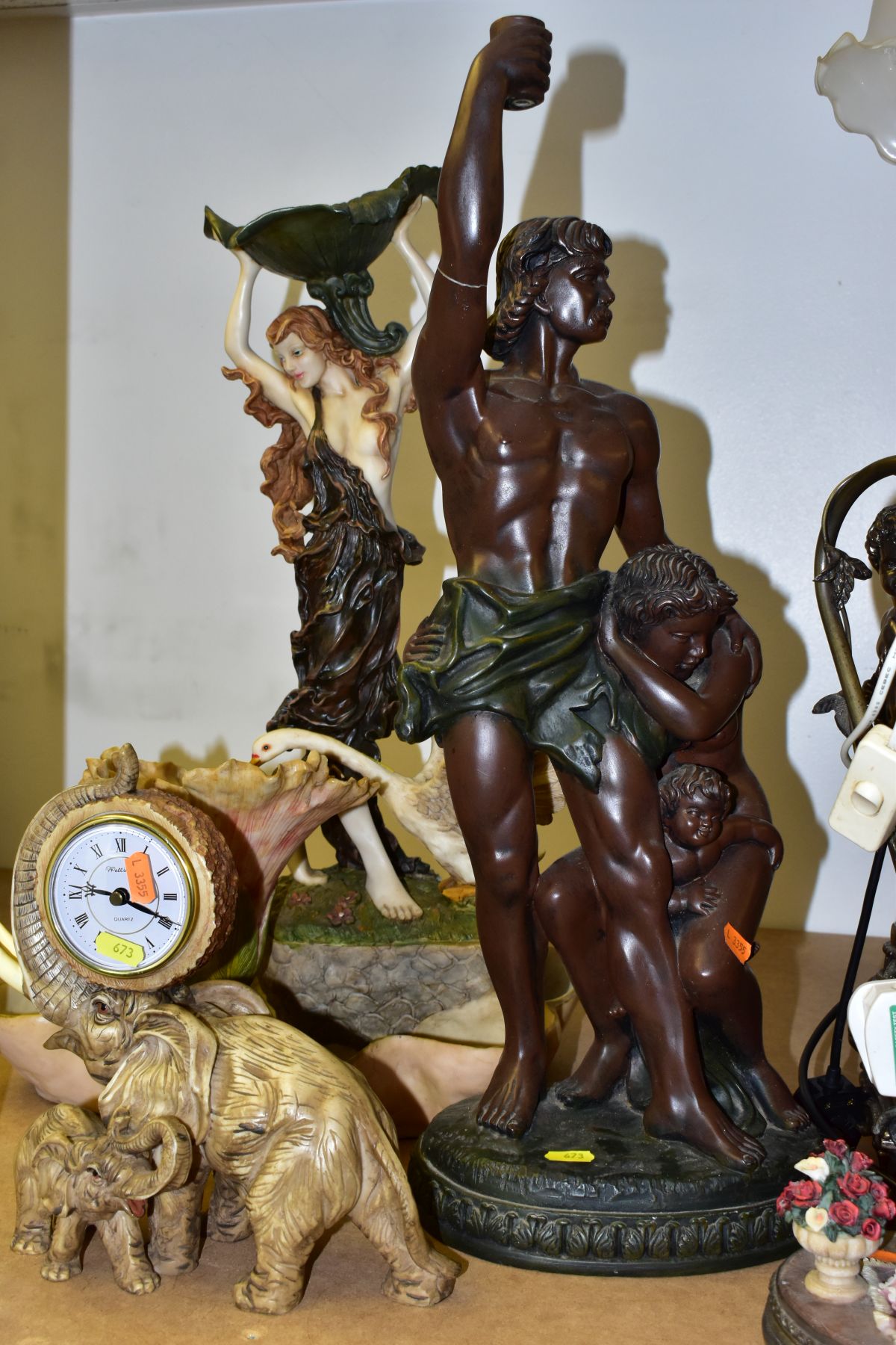A GROUP OF MODERN TABLE LAMPS, CLOCKS, FIGURES, CANDLE HOLDERS etc, comprising of a Juliana - Image 5 of 13