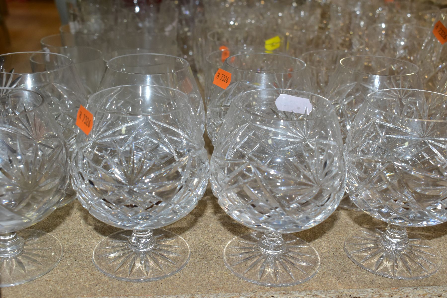A SMALL PARCEL OF CUT GLASS, ETC, to include the following sets- ten brandy glasses, six whisky - Image 5 of 12