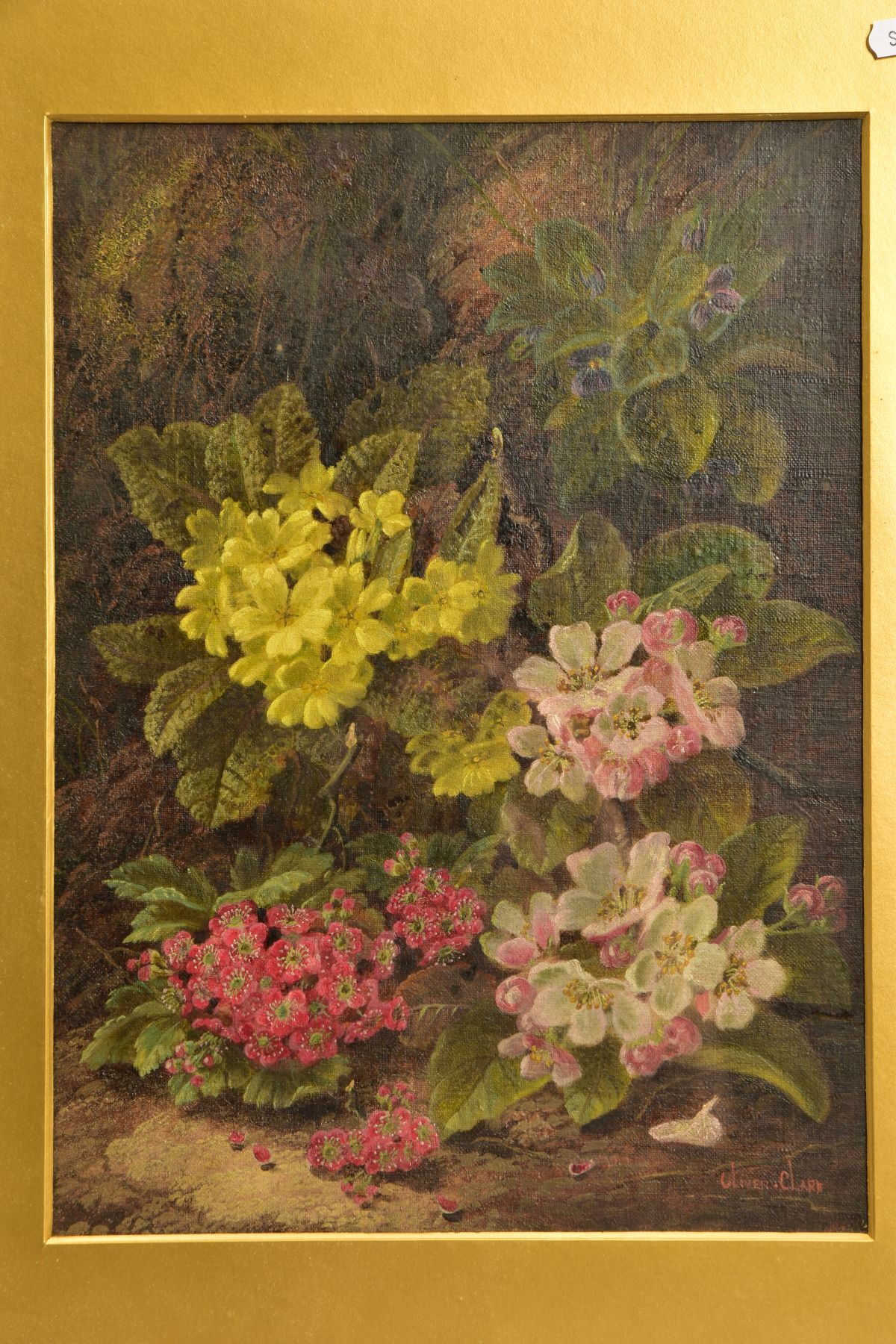 OLIVER CLARE (1852-1927), WILD FLOWERS AGAINST A MOSSY BANK, signed bottom right, oil on board?, - Image 2 of 11