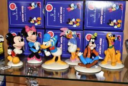 SIX BOXED ROYAL DOULTON FIGURES FROM THE MICKEY MOUSE COLLECTION, CELEBRATING 70 YEARS 1928-1998,