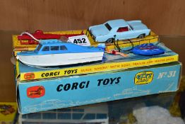 A BOXED CORGI TOYS BUICK 'RIVIERA' WITH BOAT, TRAILER AND WATER SKIER, Gift Set No 31, car is