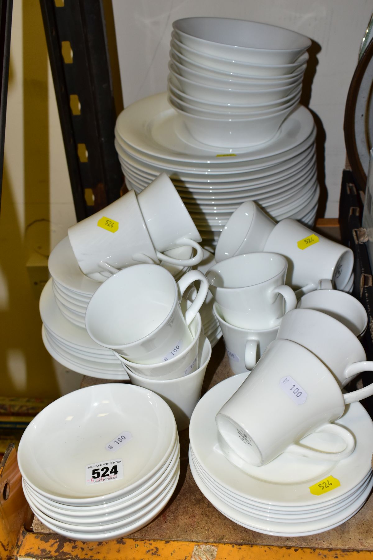A ROYAL DOULTON FUSION WHITE PART DINNER SERVICE, includes seconds, comprising eleven coffee cups,