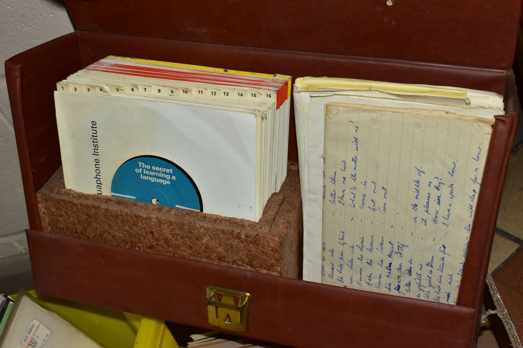 A CASE OF LINGUAPHONE SINGLES AND TWO BOXES OF LPs AND SINGLES, including three sleeves of 'Living - Image 4 of 4