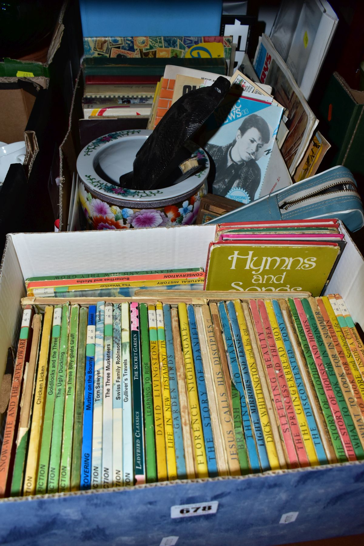 TWO BOXES OF BOOKS AND MISCELLANEOUS ITEMS, comprising of approximately forty nine Lady Bird