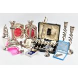 A SELECTION OF ITEMS, to include silver jewellery two gate bracelets, one hallmarked 'J.A Main