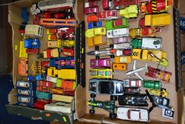 A QUANTITY OF UNBOXED AND ASSORTED PLAYWORN DIECAST VEHICLES, to include Corgi Toys Batmobile, No.