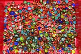 A QUANTITY OF ASSORTED MARBLES, various sizes and designs, playworn condition