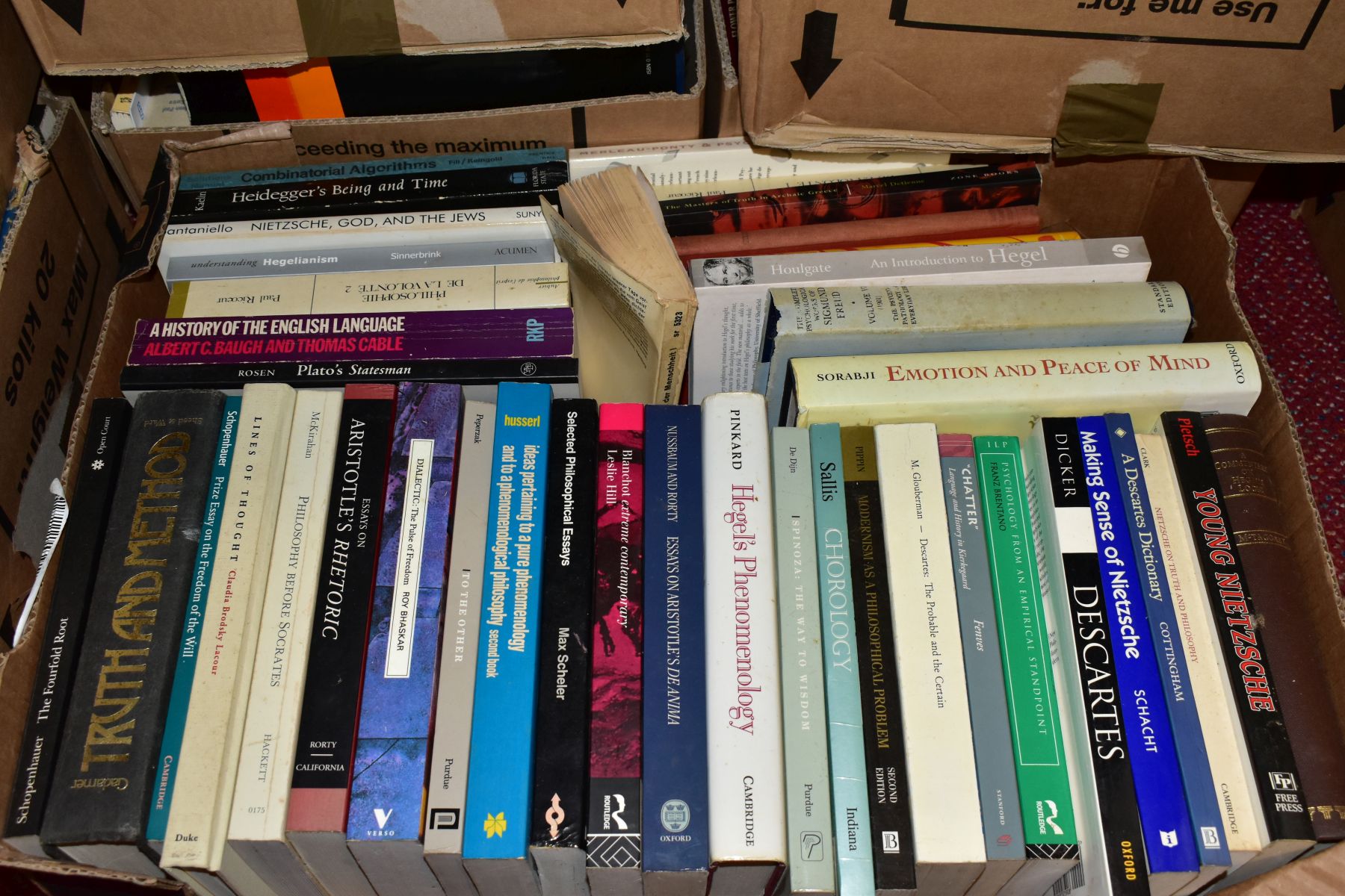 SEVEN BOXES OF BOOKS, subjects are mostly philosophy, language and literature, with or by Hegel, - Image 4 of 8