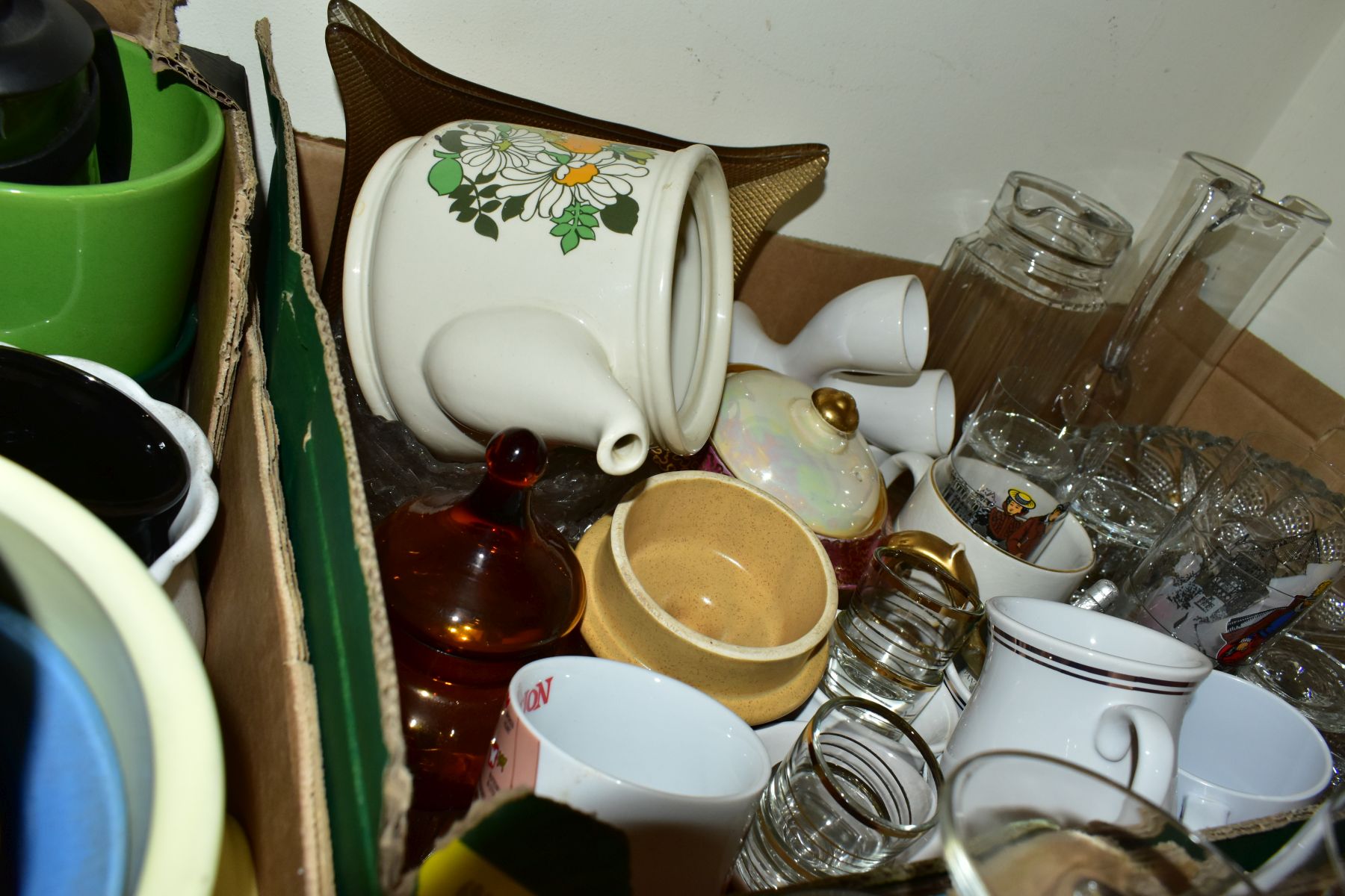 FOUR BOXES AND LOOSE CERAMICS, GLASS, ETC, including a Chinese celendon shouldered vase, 27cm - Image 8 of 9