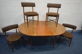 A G PLAN FRESCO TEAK CIRCULAR EXTENDING DINING TABLE, with a single additional leaf, extended length