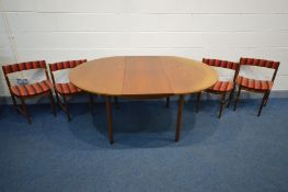 AN A.H MCINTOSH AND CO TEAK CIRCULAR EXTENDING DINING TABLE, extended length 168cm x diameter