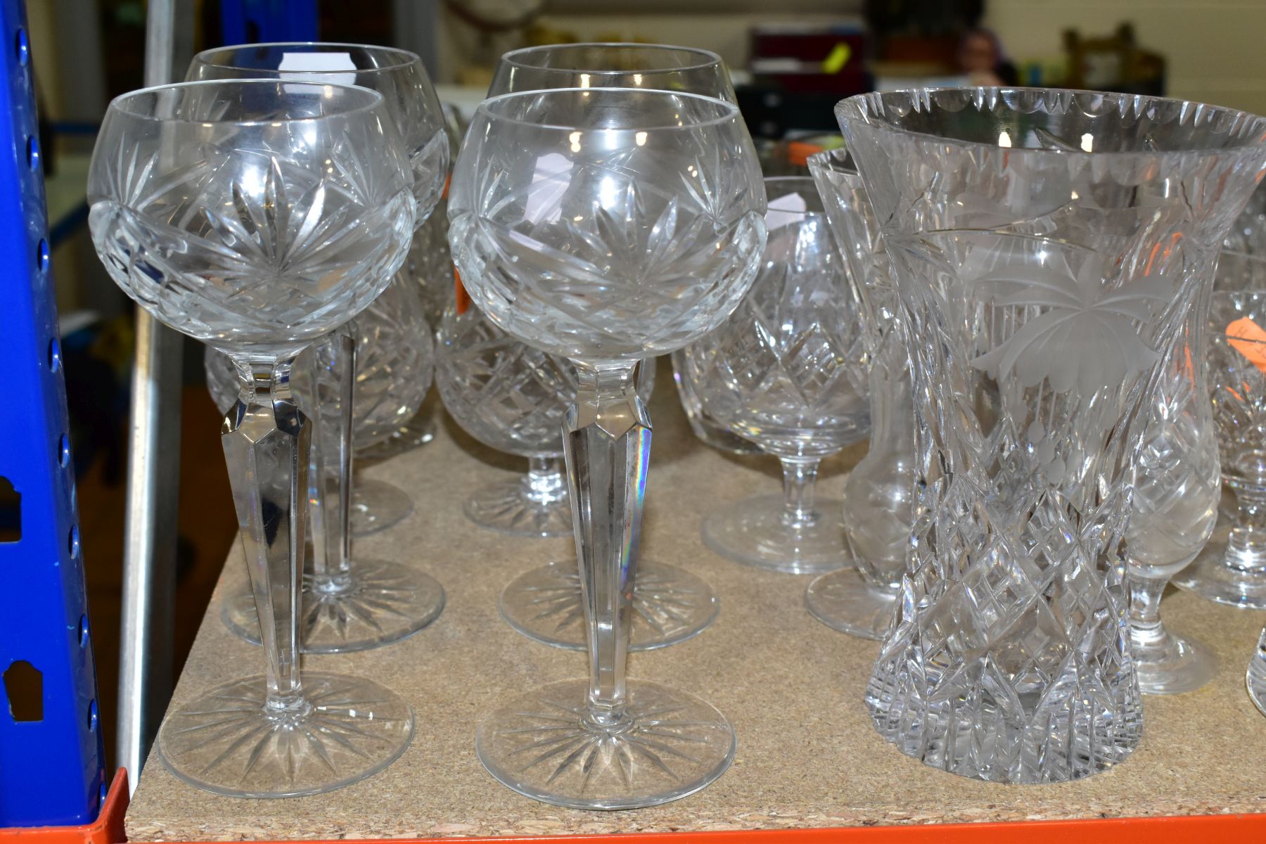 A SMALL PARCEL OF CUT GLASS, ETC, to include the following sets- ten brandy glasses, six whisky - Image 7 of 12
