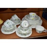 A MINTON SPRING VALLEY PATTERN PART DINNER SERVICE FOR MOSTLY EIGHT PLACE SETTINGS, mostly