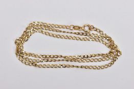 A 9CT GOLD FINE CURB LINK CHAIN, fitted with a spring clasp, hallmarked 9ct gold Birmingham