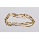 A 9CT GOLD FINE CURB LINK CHAIN, fitted with a spring clasp, hallmarked 9ct gold Birmingham