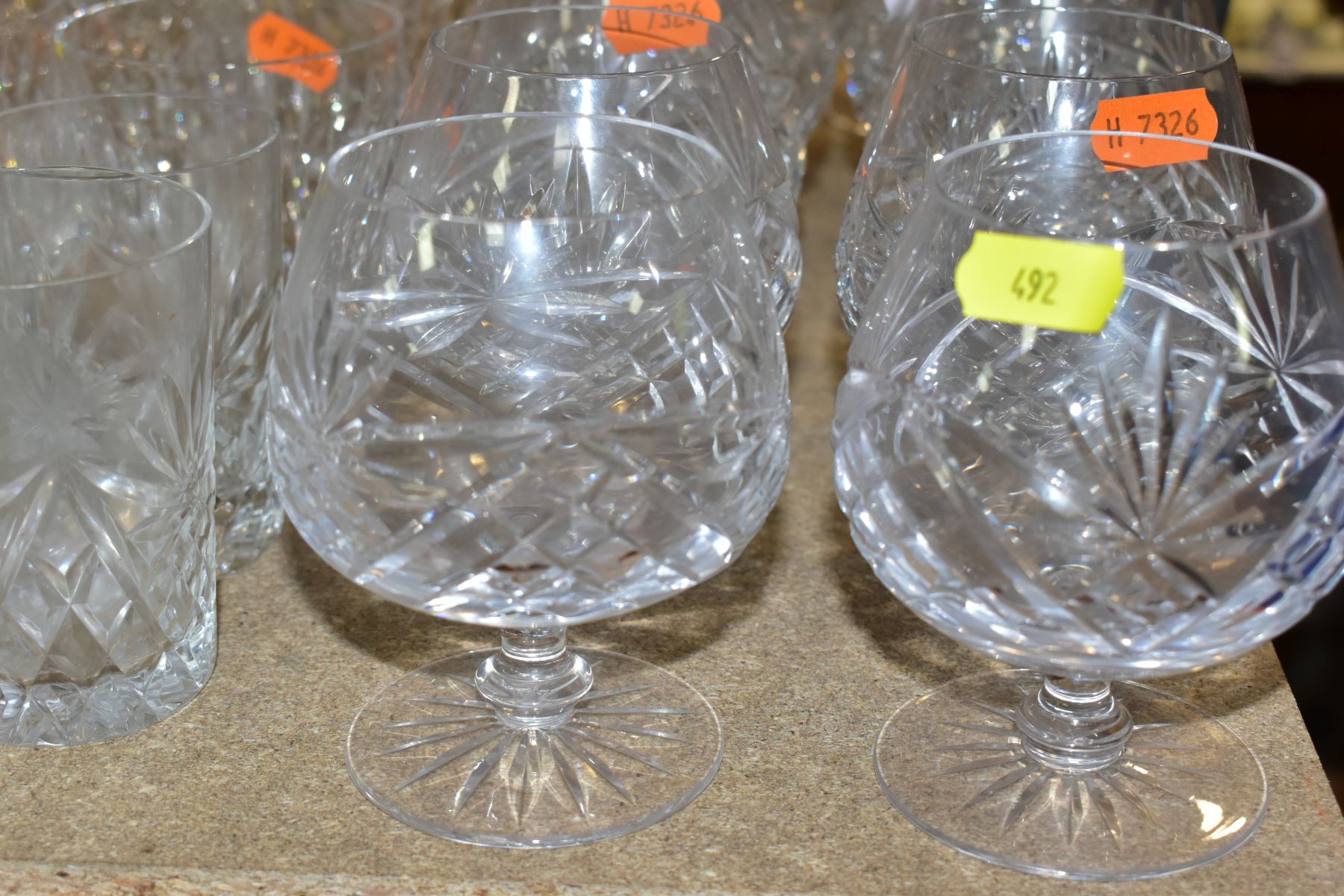 A SMALL PARCEL OF CUT GLASS, ETC, to include the following sets- ten brandy glasses, six whisky - Image 4 of 12