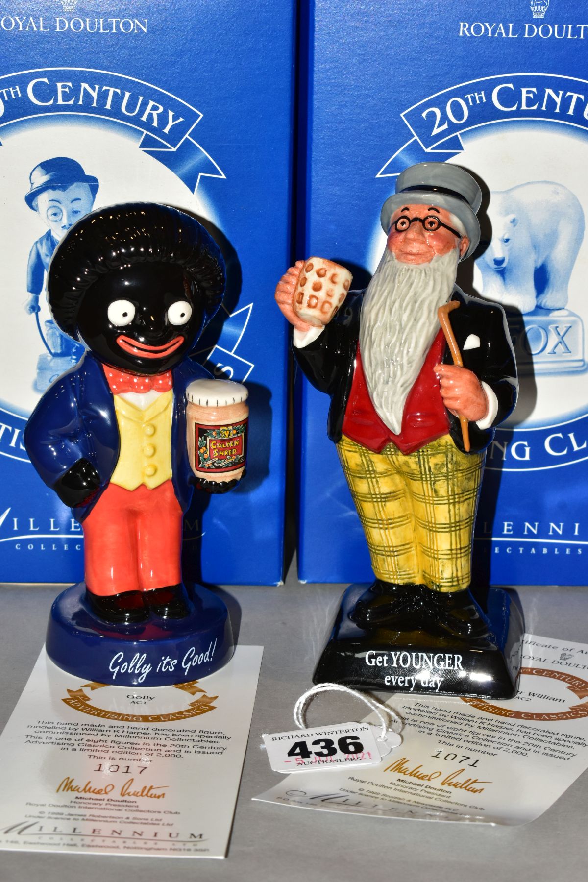 TWO BOXED ROYAL DOULTON LIMITED EDITION 20TH CENTURY ADVERTISING CLASSICS, 'Golly' AC1, No1017/