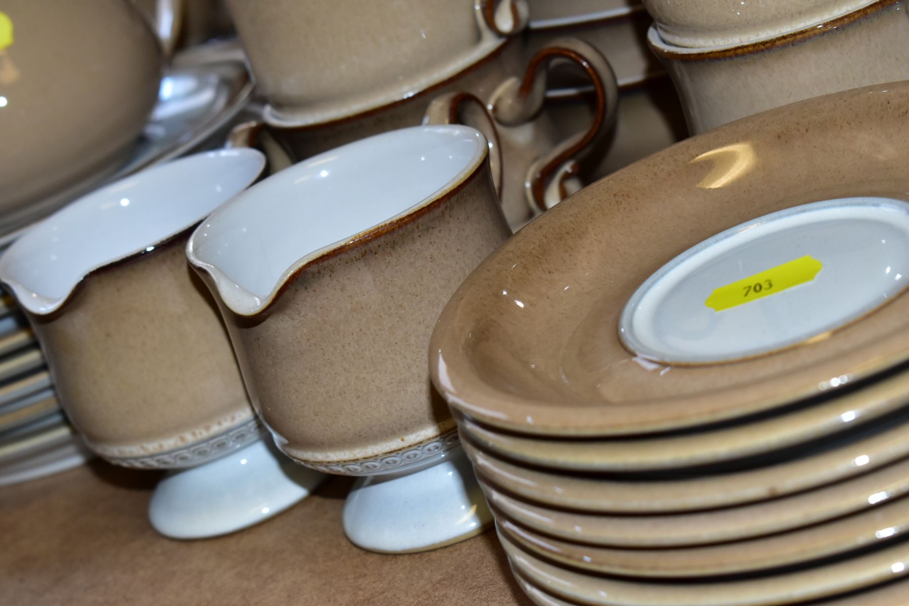 A COLLECTION OF DENBY 'SEVILLE' PATTERN DINNER AND TEA WARES, including two open serving dishes, - Image 8 of 9