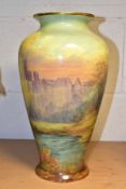 A ROYAL WINTON BALUSTER VASE HAND PAINTED WITH 'WINDSOR CASTLE', signed B Austin, the underside with