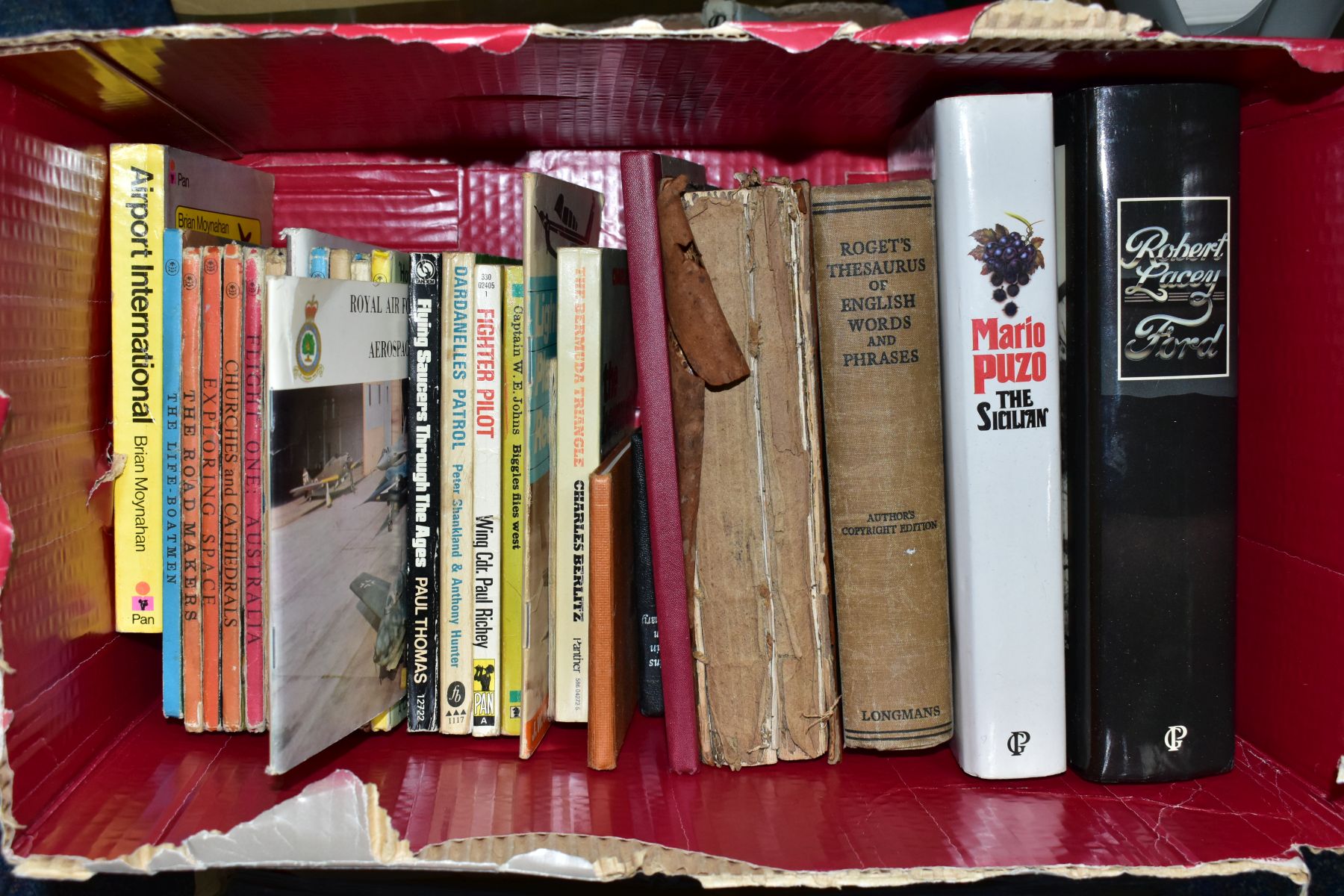 BOOKS, six boxes containing approximately 120 titles including 'Biggles' paperbacks, Haynes Manuals, - Image 7 of 8