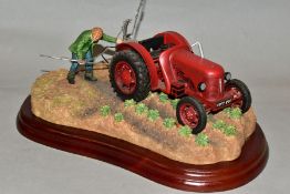A BORDER FINE ARTS TRACTORS SERIES SCULPTURE 'TATTIE SPRAYING' (David Brown Tractor), model No.