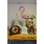 DECORATIVE OBJECTS AND CLOCKS, comprising ceramic Flamingo by Ceramiche Boxer of Italy, height