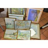 OLIVE G SANDERS (20TH CENTURY), ten landscape pictures comprising nine watercolours and one pastel
