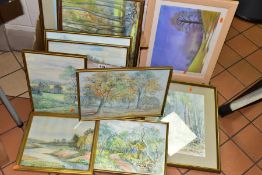 OLIVE G SANDERS (20TH CENTURY), ten landscape pictures comprising nine watercolours and one pastel